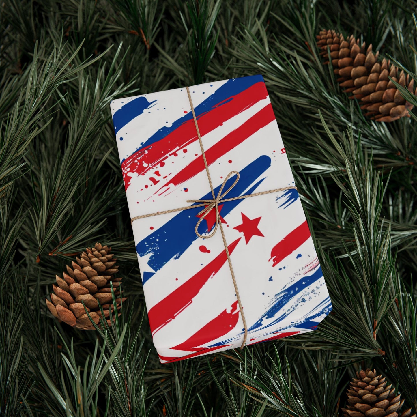 Patriotic Wrapping Paper - Celebratory Gift Wrap for Independence Day, Memorial Day, Veterans Day, Party Supplies, USA Decor