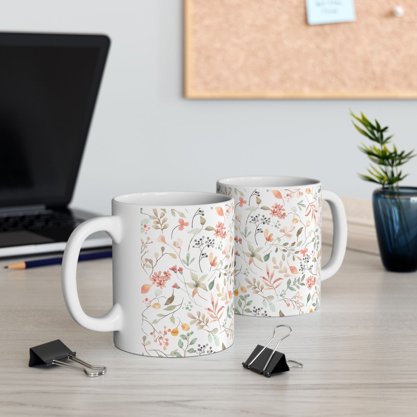 Floral Ceramic Mug - Cozy Coffee Cup, Tea Lover Gift, Home Decor, Housewarming Present, Nature Inspired Drinkware