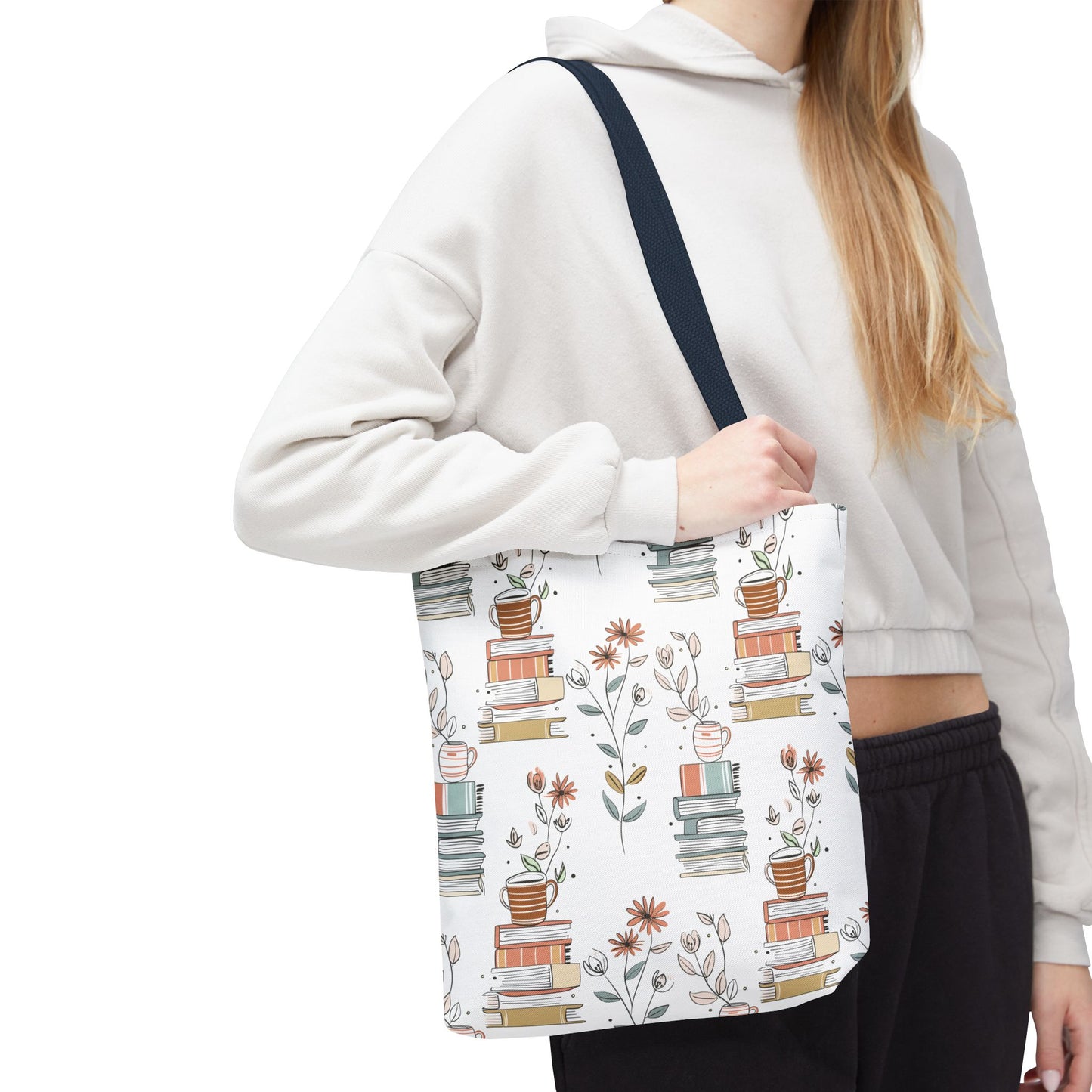 Book Lover's Floral Tote Bag, Perfect for Book Clubs, Library Visits, Eco-Friendly Gift, Reading Enthusiasts, Study Essentials