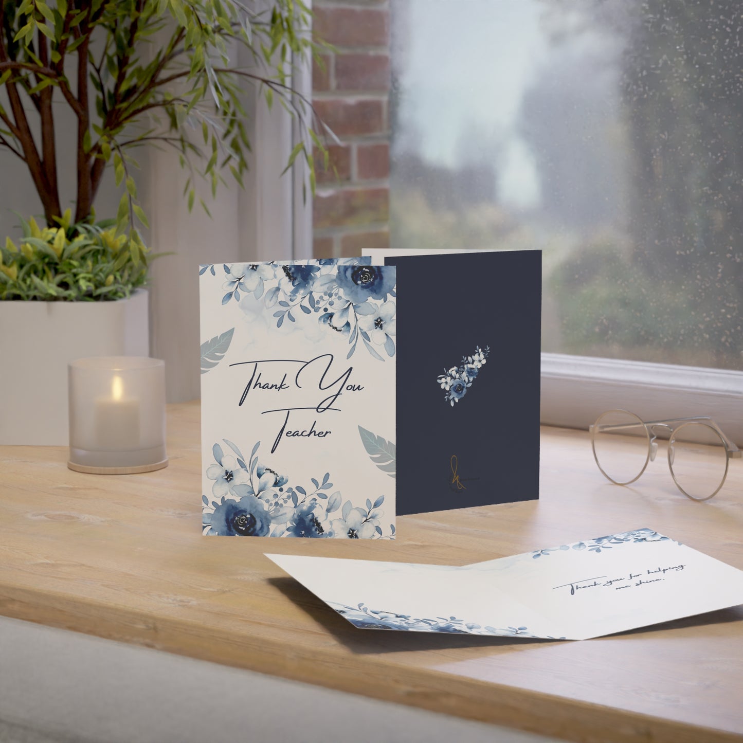 Floral Greeting Cards - Thank You Teacher, Appreciation Notes, Birthday Cards, Wedding Invitations, Set of 1-50