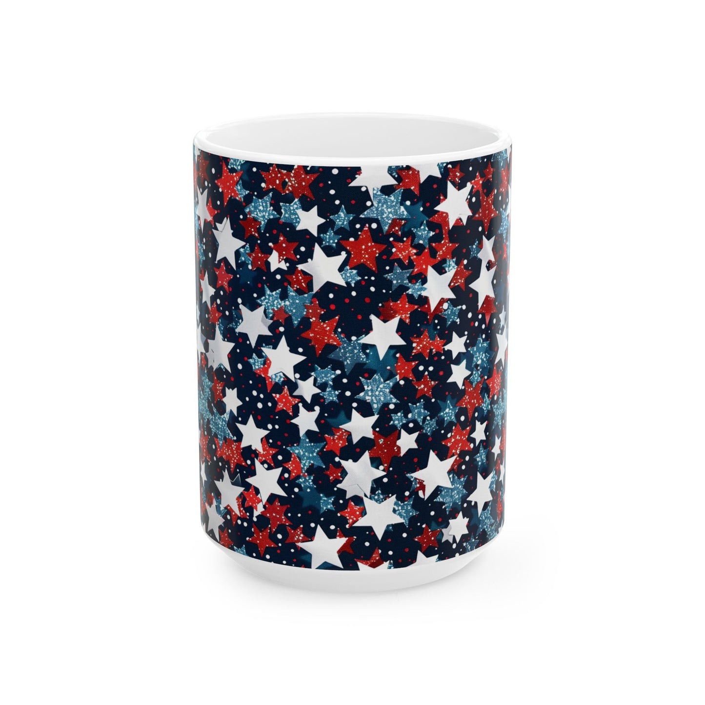 Patriotic Star Ceramic Mug, Coffee Cup, Tea Mug, Gifts for Her, Independence Day, American Flag Inspired