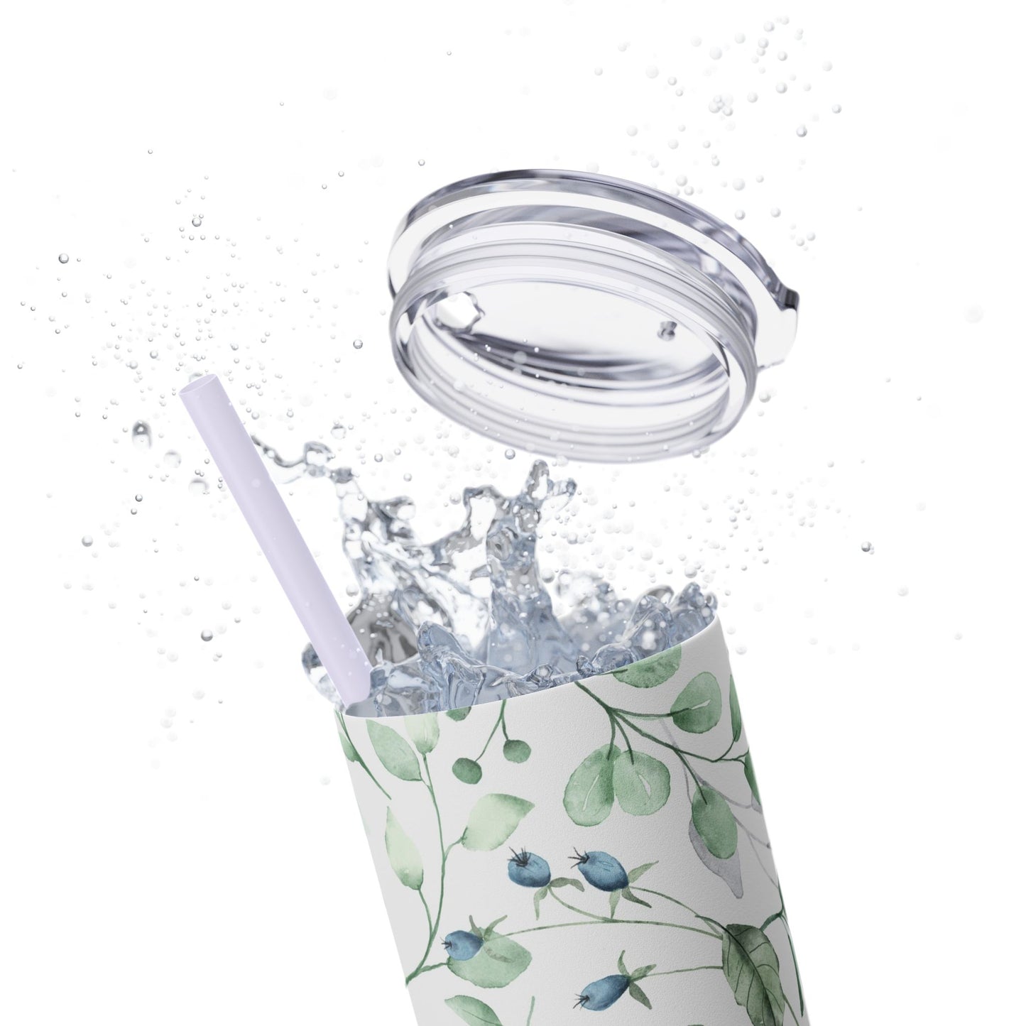 Floral Skinny Tumbler, 20oz Stainless Steel Travel Mug, Eco-Friendly Drinkware, Gift for Her, Summer Hydration, Botanical Design
