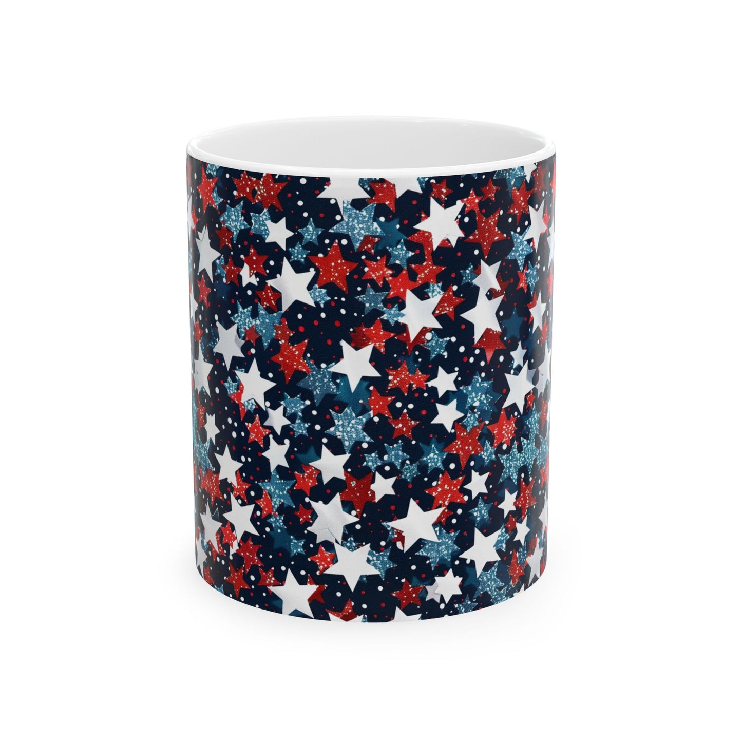 Patriotic Star Ceramic Mug, Coffee Cup, Tea Mug, Gifts for Her, Independence Day, American Flag Inspired