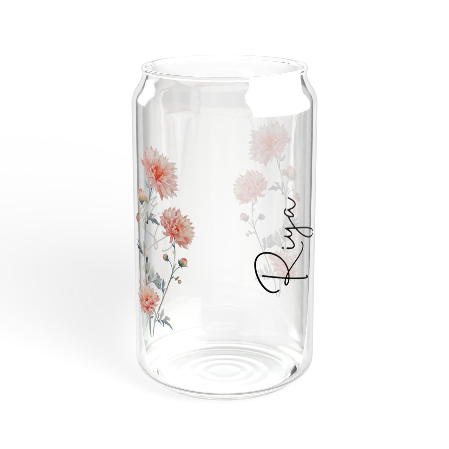 Floral Sipper Glass, 16oz - Personalized Drinkware for Home, Gifts, Party Favors, Eco-Friendly, Summer Refreshments