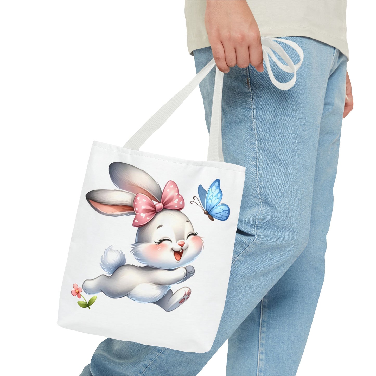 Cute Bunny Tote Bag - Stylish, Practical, Spring Decor, Easter Gift, Floral Shopping