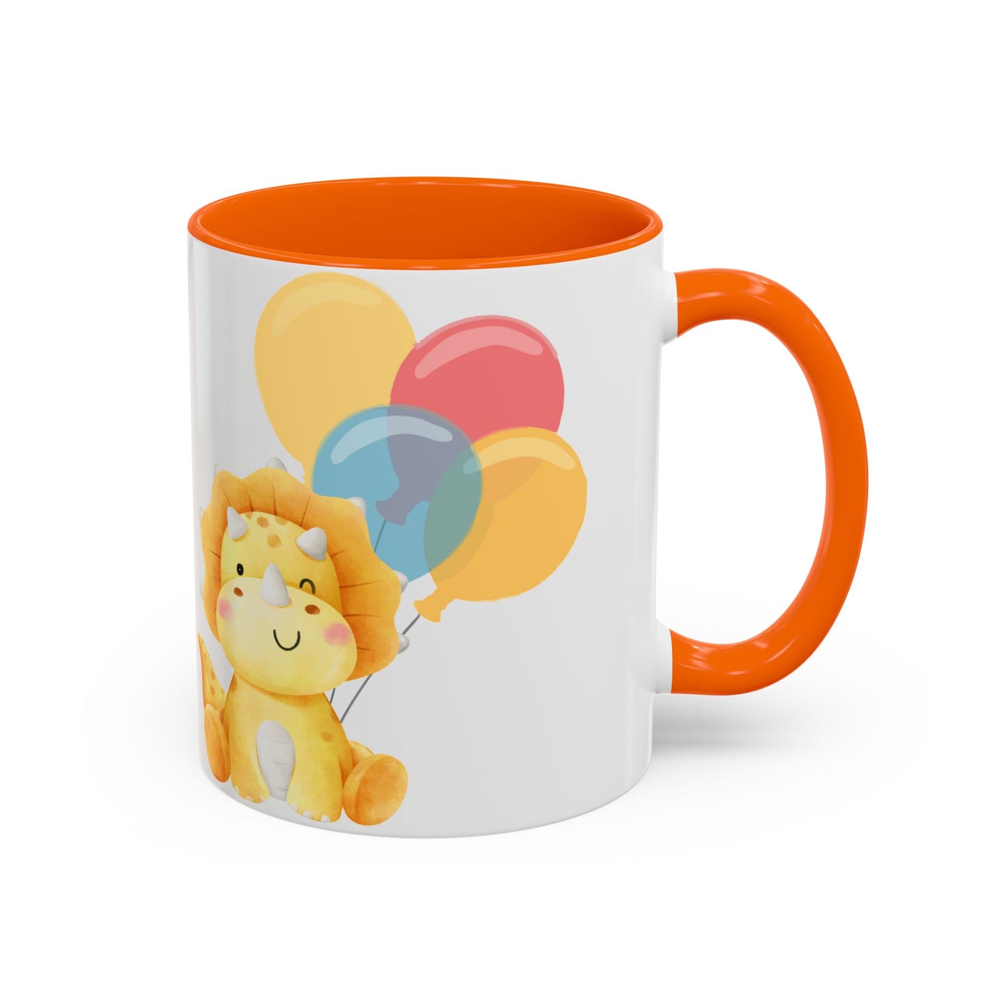 Happy Birthday Accent Coffee Mug - Cute Dinosaur with Balloons - Fun Celebration Drinkware