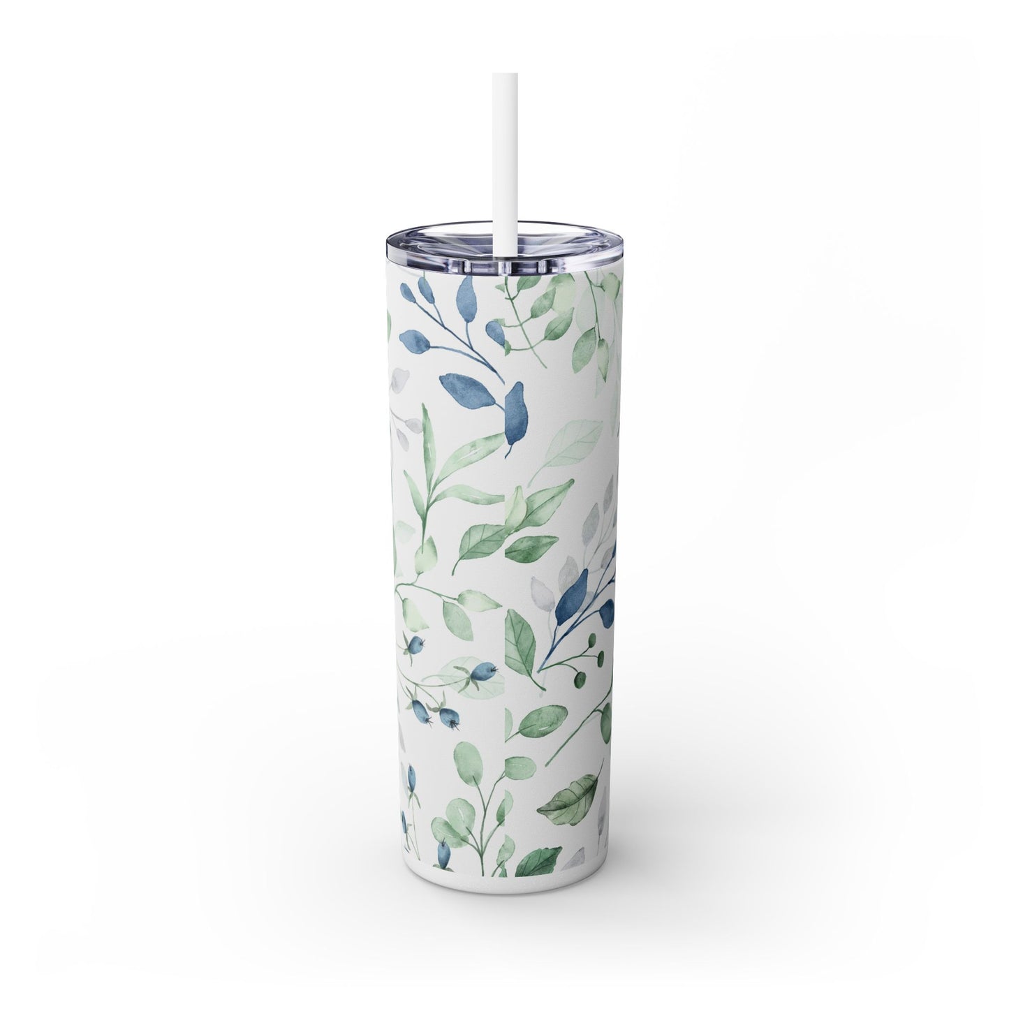 Floral Skinny Tumbler, 20oz Stainless Steel Travel Mug, Eco-Friendly Drinkware, Gift for Her, Summer Hydration, Botanical Design