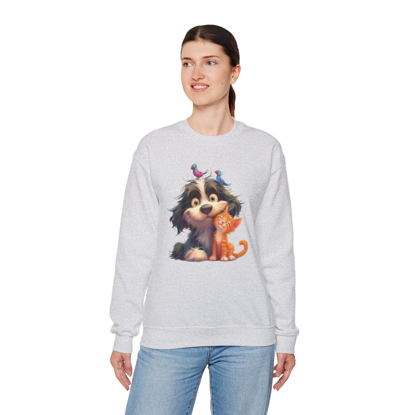 Cozy Pet Lovers Sweatshirt, Cute Animal Crewneck, Gift for Cat Dog Mom, Funny Pet Sweatshirt, Relaxed Fit Unisex Top