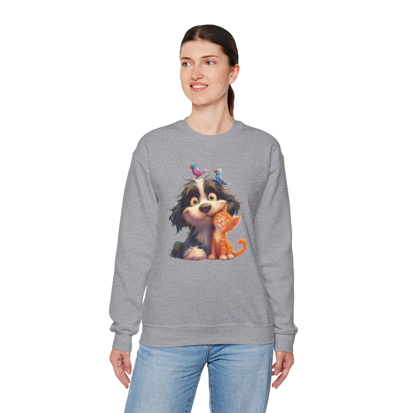 Cozy Pet Lovers Sweatshirt, Cute Animal Crewneck, Gift for Cat Dog Mom, Funny Pet Sweatshirt, Relaxed Fit Unisex Top