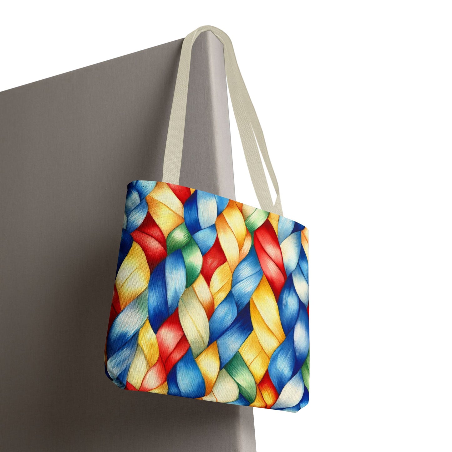 Colorful Woven Tote Bag - Vibrant Art Print, Eco-Friendly Carry-All, Shopping Bag, Beach Bag, Gift for Friends