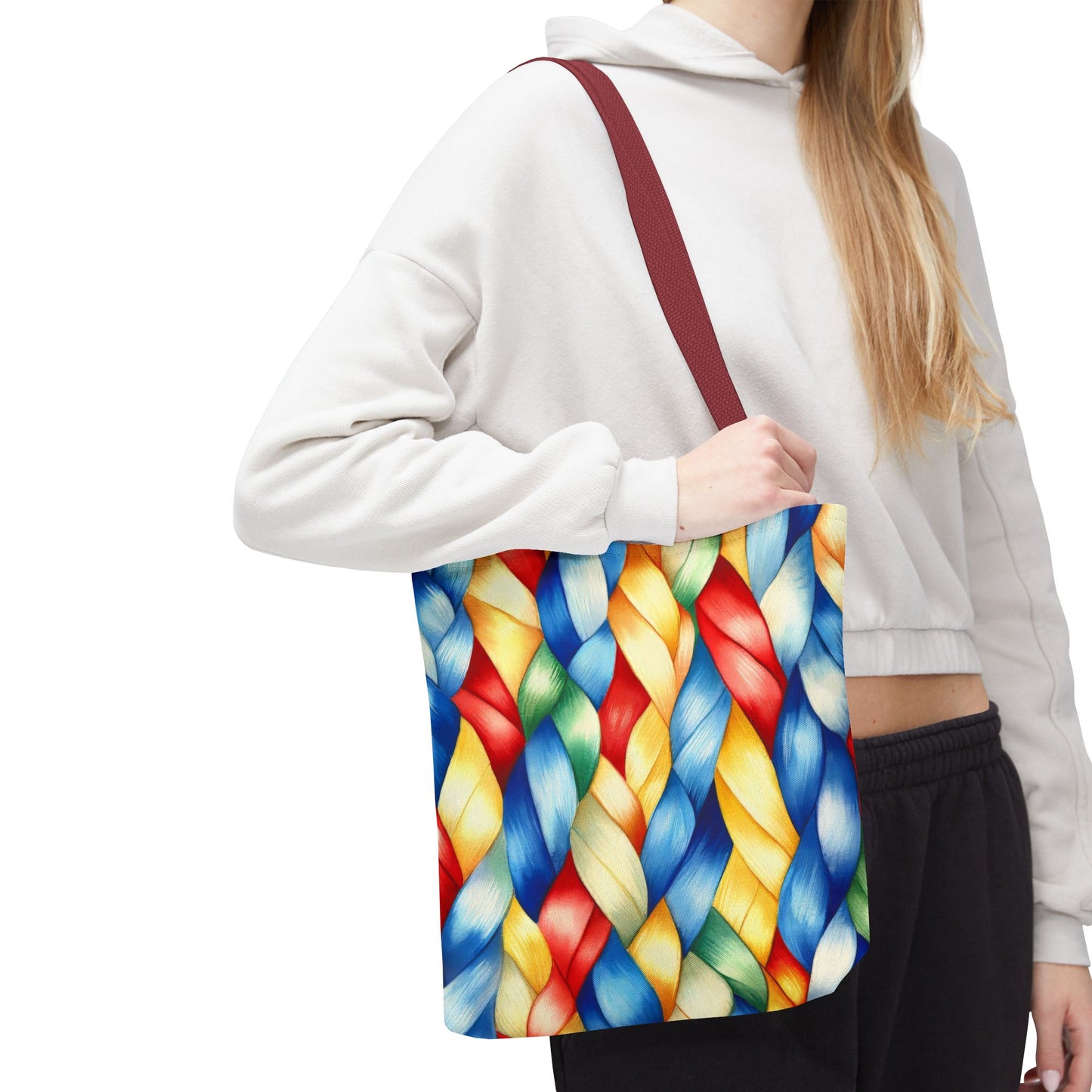 Colorful Woven Tote Bag - Vibrant Art Print, Eco-Friendly Carry-All, Shopping Bag, Beach Bag, Gift for Friends