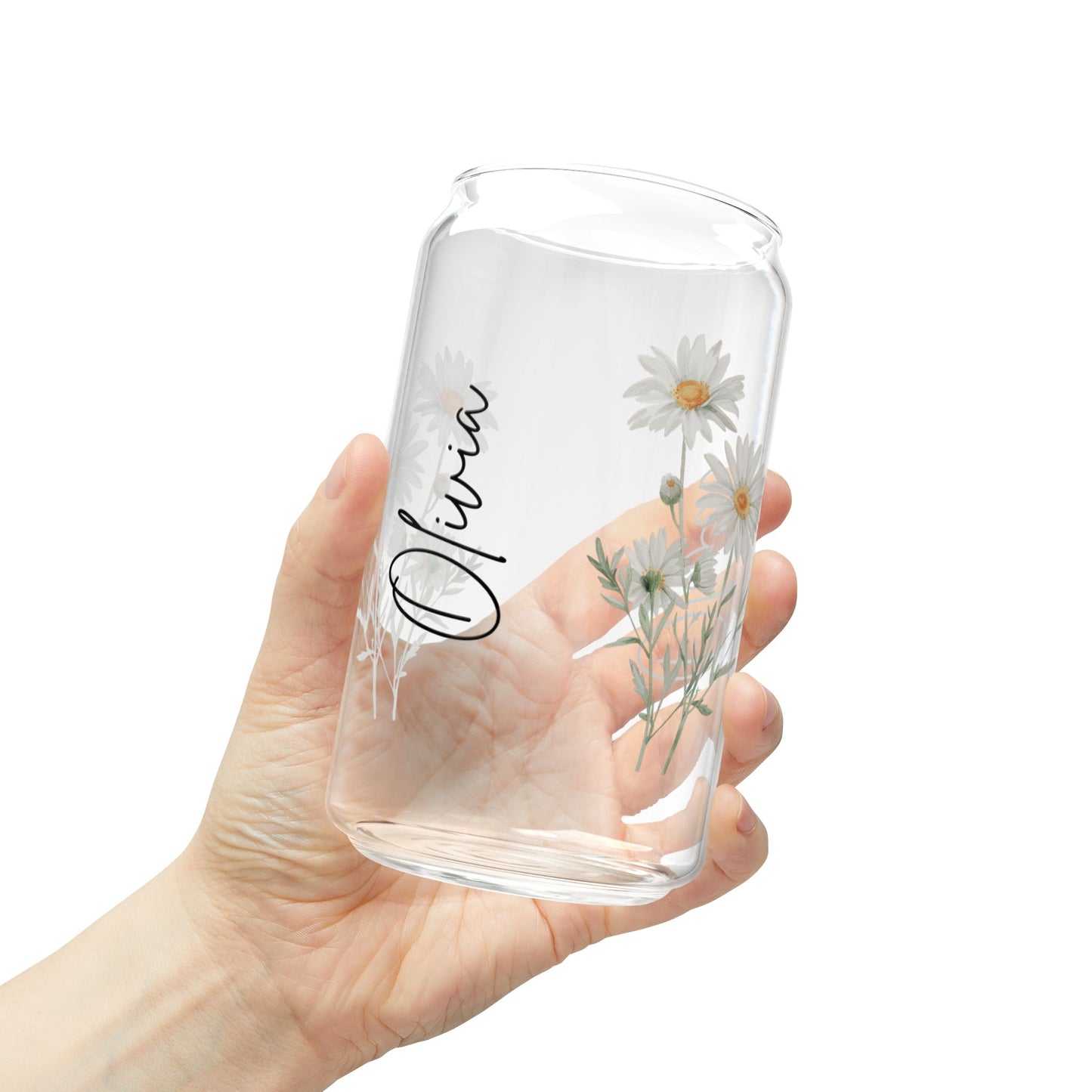 Floral Sipper Glass, 16oz - Personalized Drinkware for Eco-Friendly Sipping, Ideal Gift for Birthdays, Weddings, and Parties