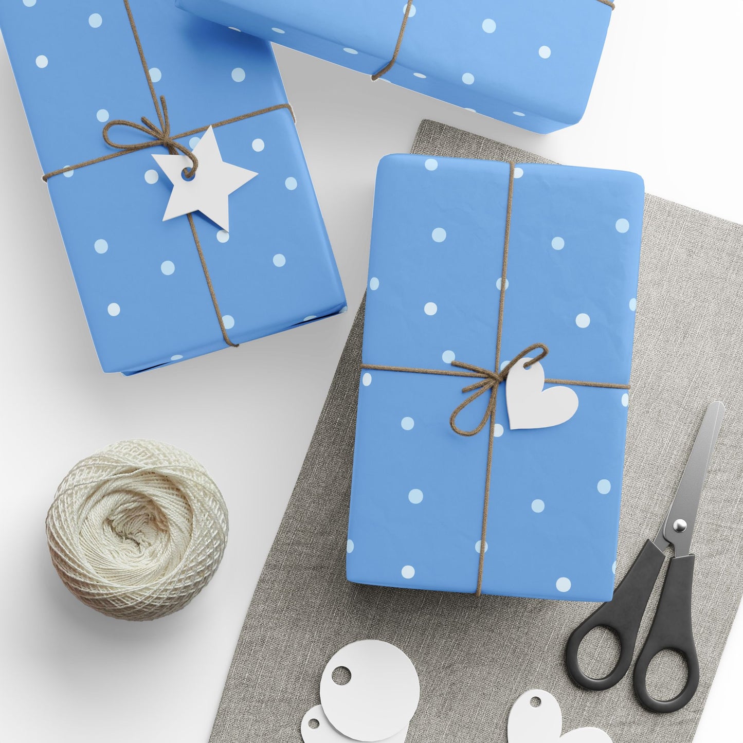 Whimsical Blue Polka Dot Wrapping Paper, Gift Wrap for Birthdays, Holidays, Baby Showers, Crafts & Celebrations
