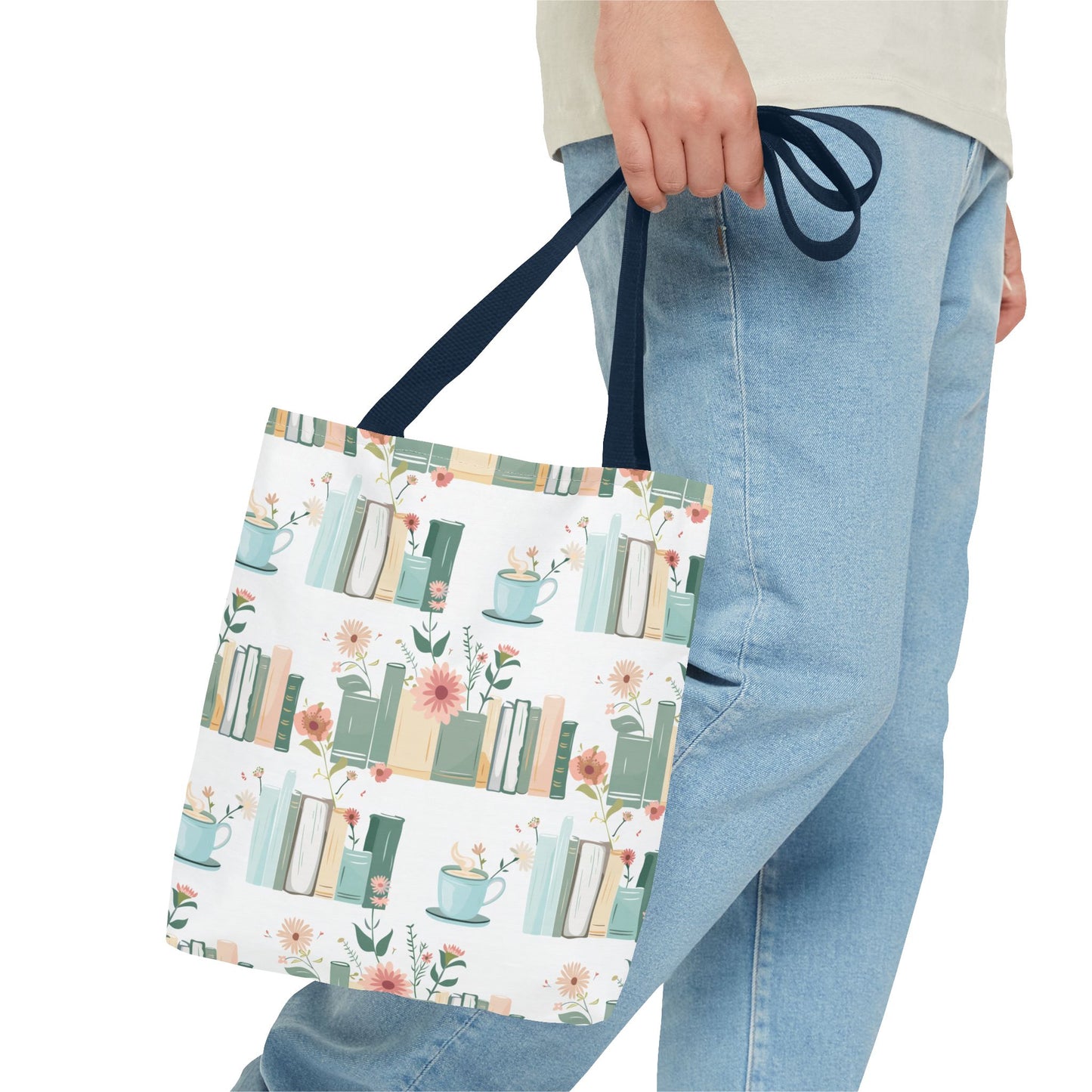 Book Lovers Floral Tote Bag, Eco-Friendly Shopping Bag, Library Tote, Gift for Readers, Canvas Handbag, Botanical Design