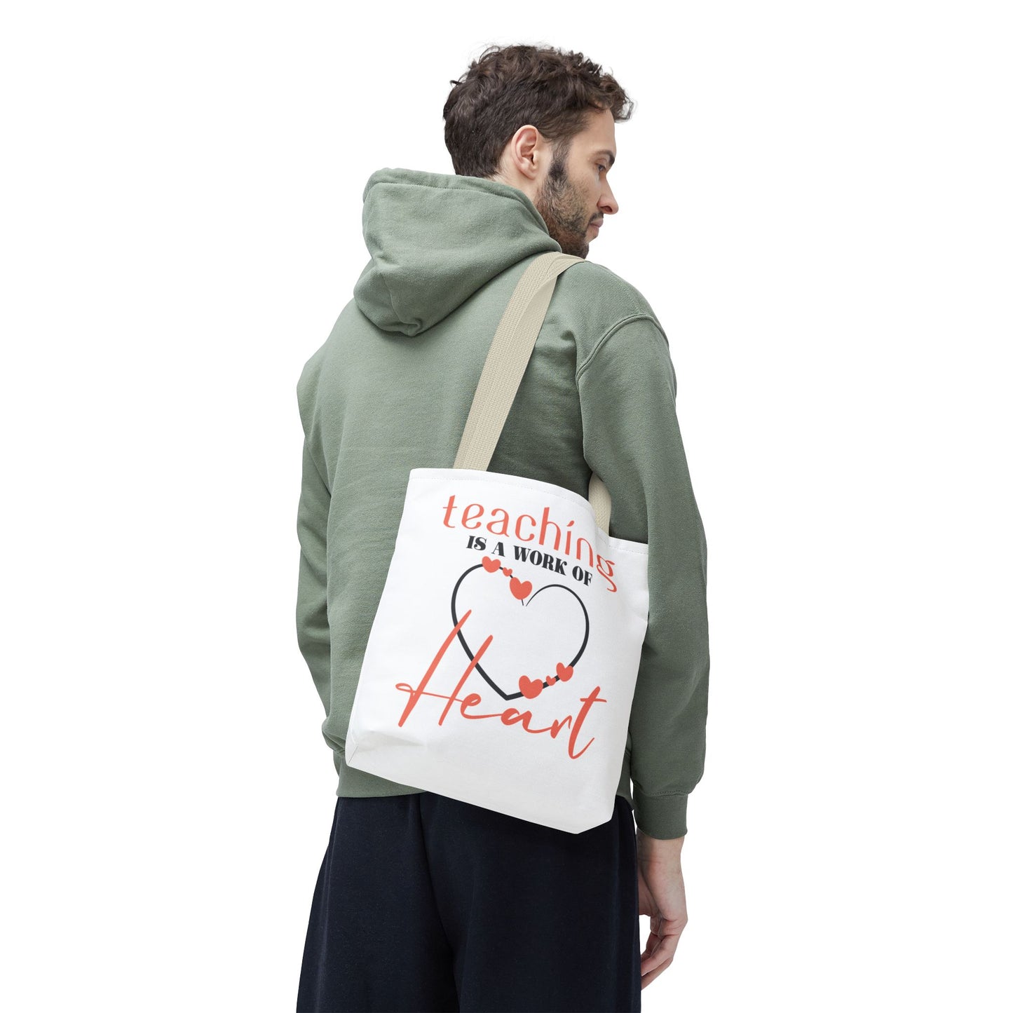 Teaching Tote Bag – A Work of Heart, Perfect for Teachers, Back to School, Classroom Essentials, Gift for Educators, Eco-Friendly Tote