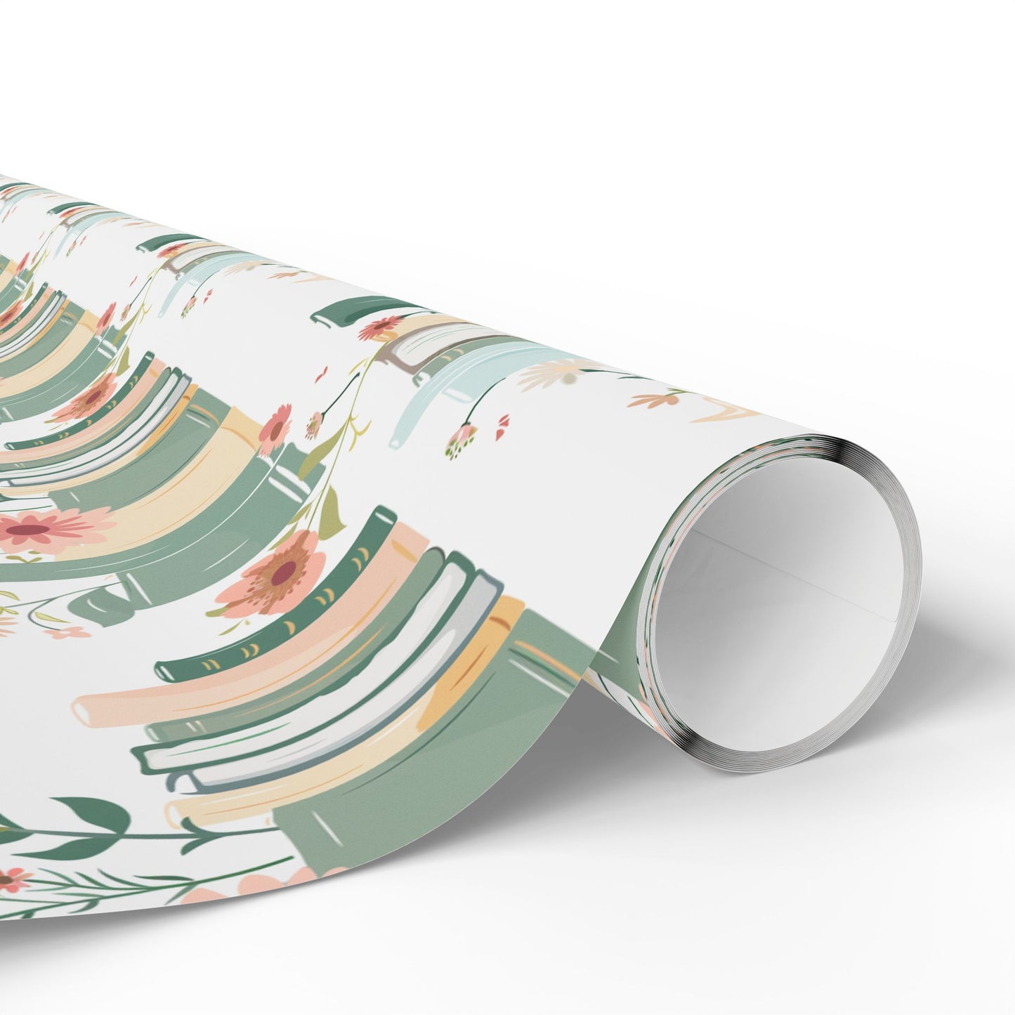 Botanical Book Themed Wrapping Paper - Book Lovers Gift Wrap, Floral Gift Paper for Birthdays, Anniversaries, Baby Showers, Literary Parties
