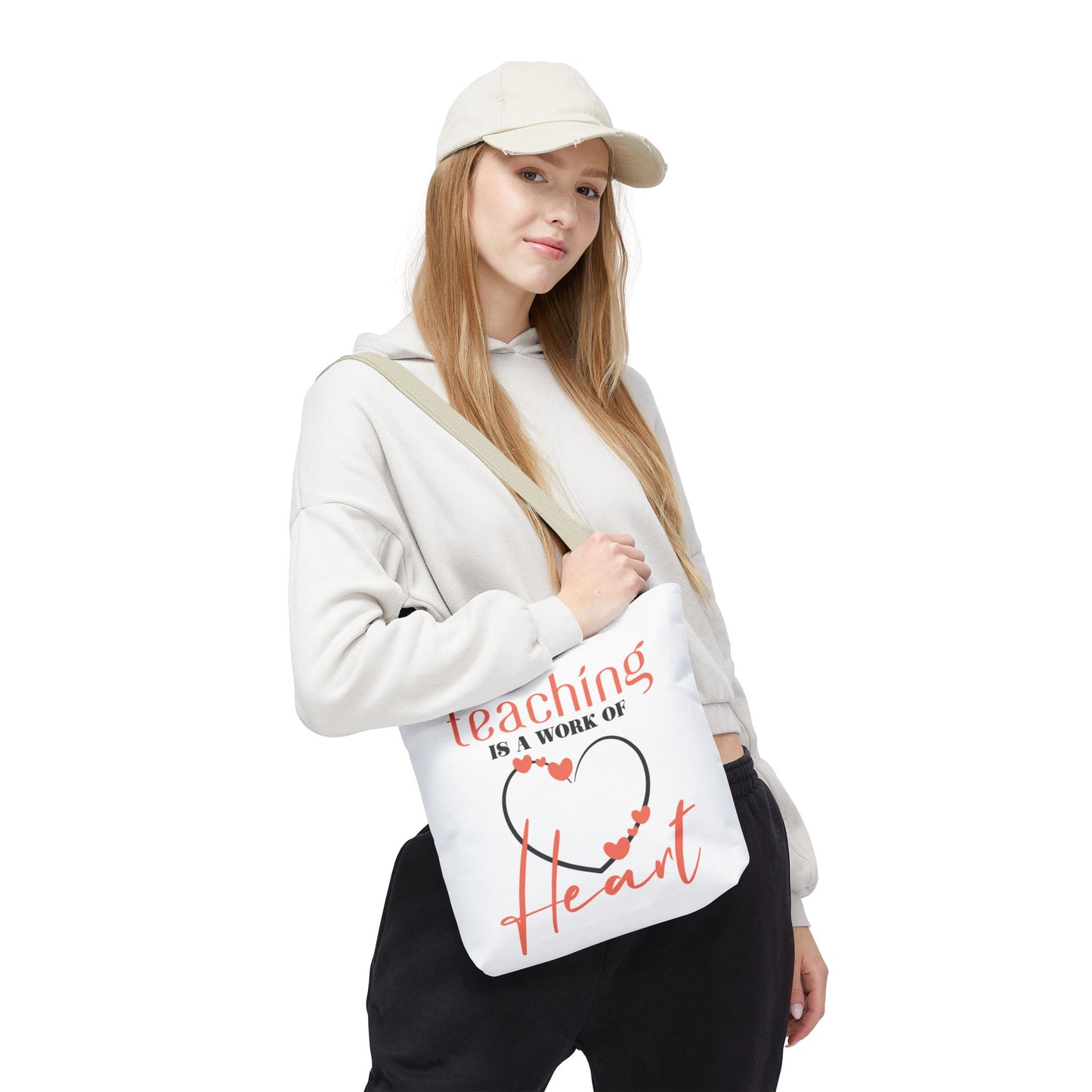 Teaching Tote Bag – A Work of Heart, Perfect for Teachers, Back to School, Classroom Essentials, Gift for Educators, Eco-Friendly Tote