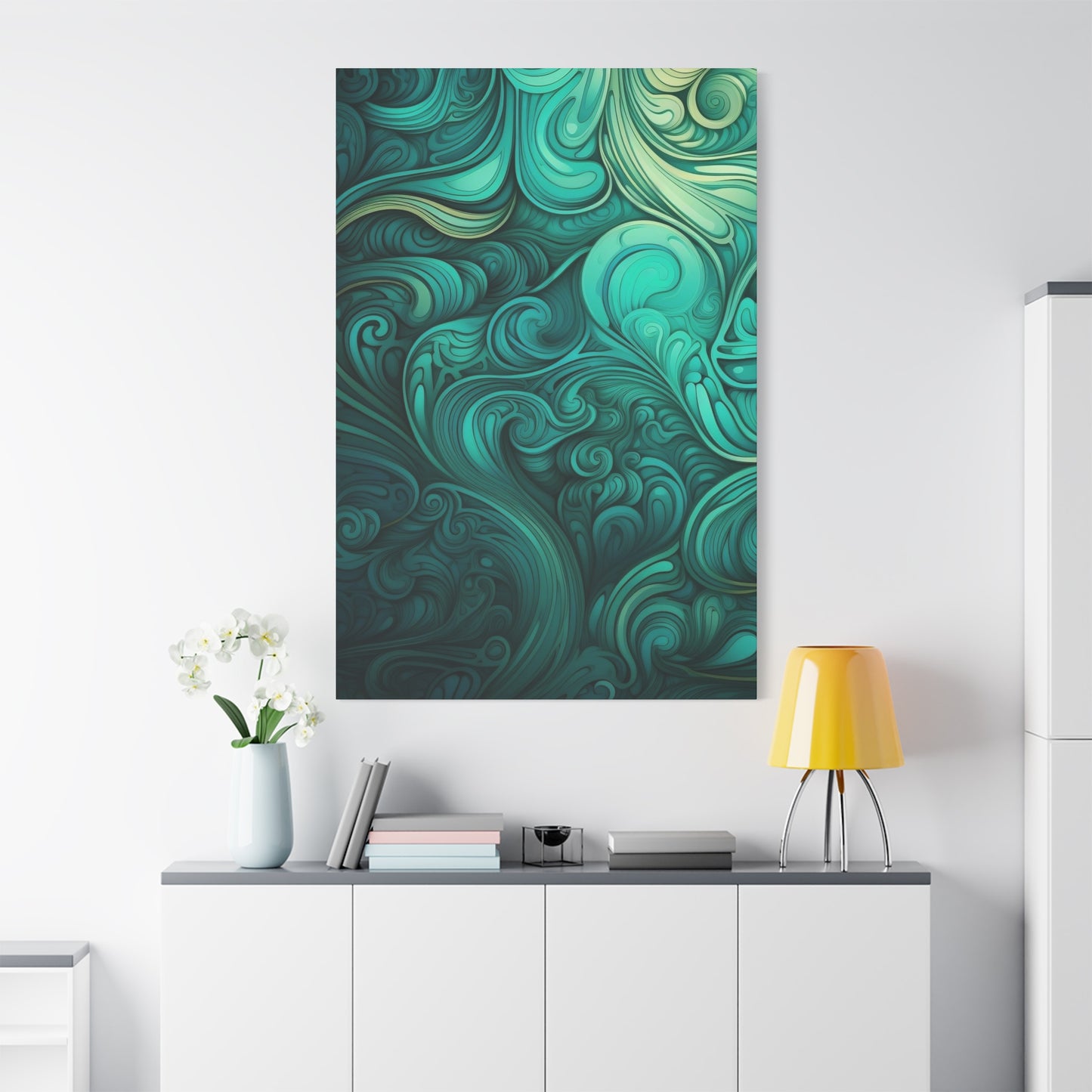 Artistic Stretched Canvas Wall Art, Modern Home Décor, Abstract Swirl Design, Living Room Decoration, Unique Gift for Art Lovers