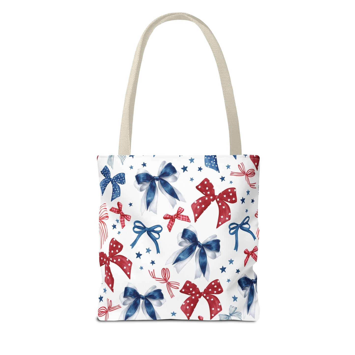 Patriotic Tote Bag with Bows, Versatile Shopping Bag, Holiday Gift Tote, Stylish All-Purpose Bag, Independence Day Accessory, Gift for Her