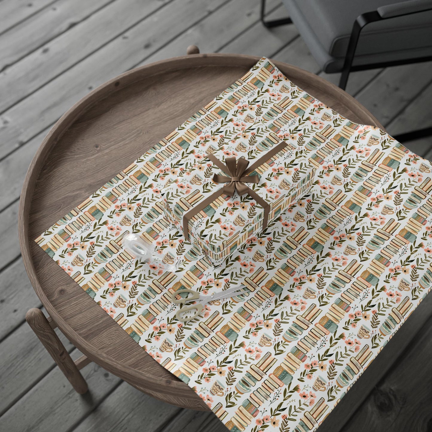 Whimsical Book-Themed Wrapping Paper, Floral Gift Wrap, Eco-Friendly Packaging, Book Lovers Gift, Literary Decor, Birthday Wrapping