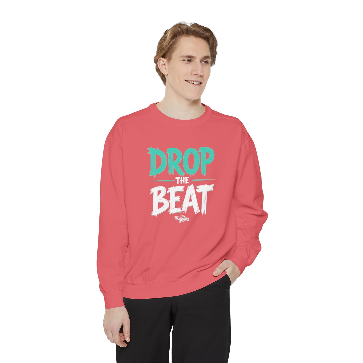 Drop the Beat Sweatshirt, Cozy Music Sweatshirt, Unisex Graphic Apparel, Perfect for Concerts, Unique Gift for Music Lovers