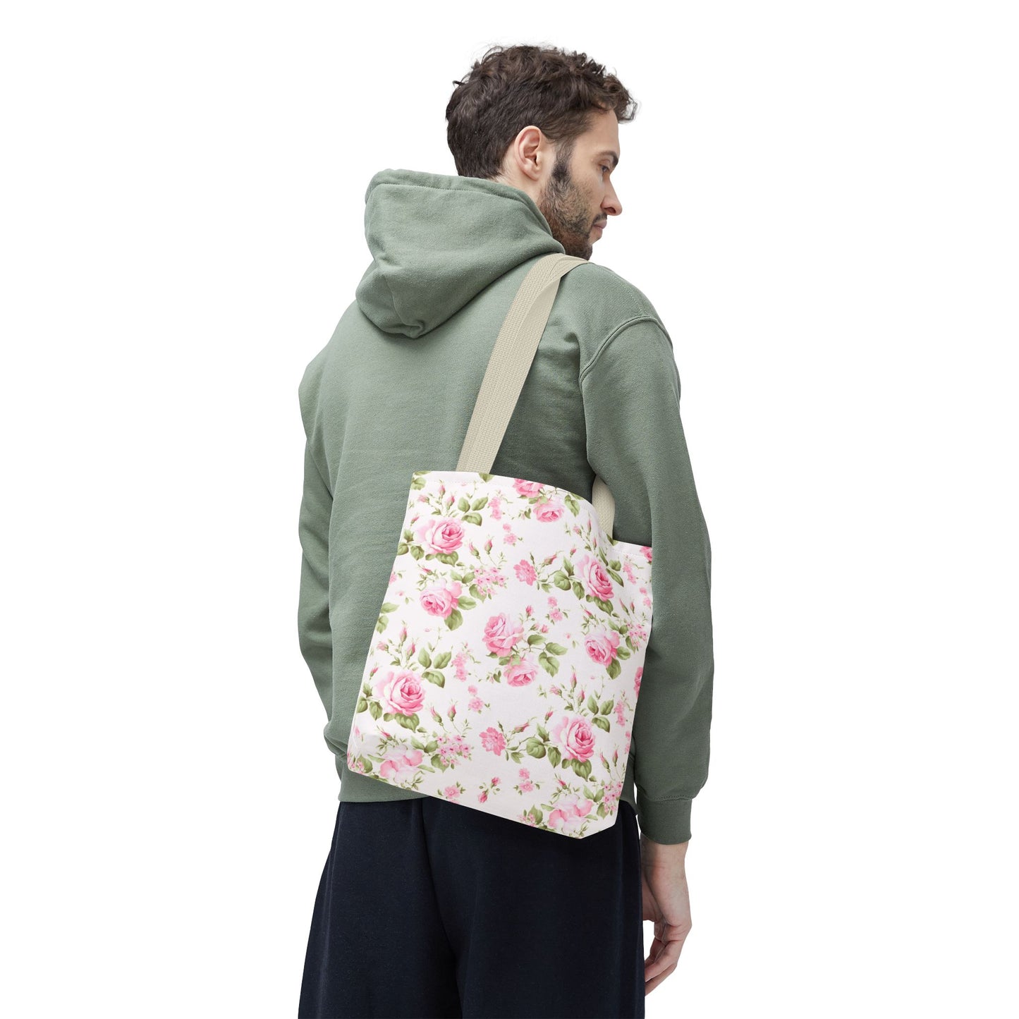 Floral Tote Bag, Rose Pattern Shoulder Bag, Stylish Eco-Friendly Shopper, Gift for Her, Spring Summer Accessory