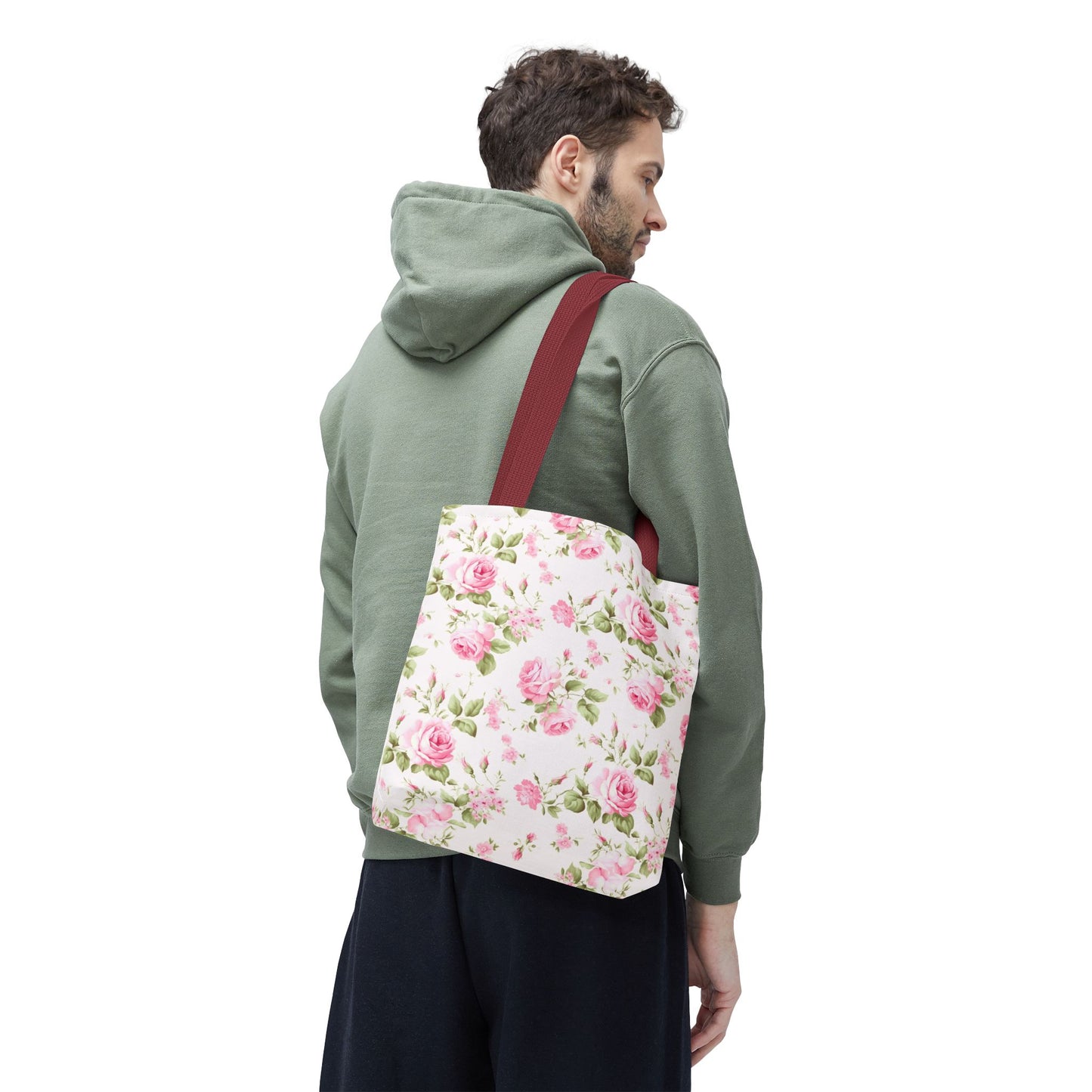 Floral Tote Bag, Rose Pattern Shoulder Bag, Stylish Eco-Friendly Shopper, Gift for Her, Spring Summer Accessory