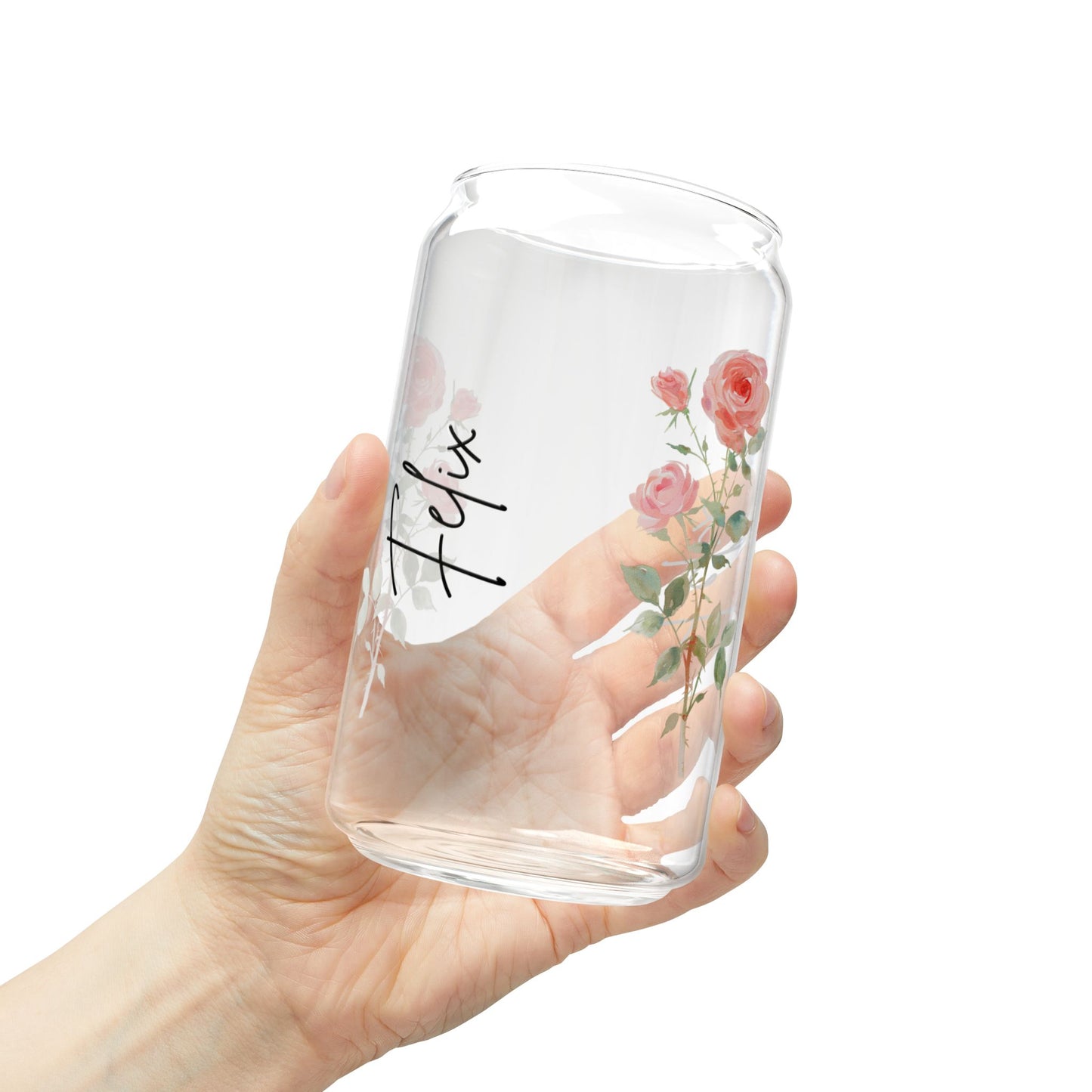 Floral Sipper Glass, 16oz - Perfect for Tea Lovers, Eco-Friendly Drinkware, Summer Picnics, Wedding Gifts, Garden Parties