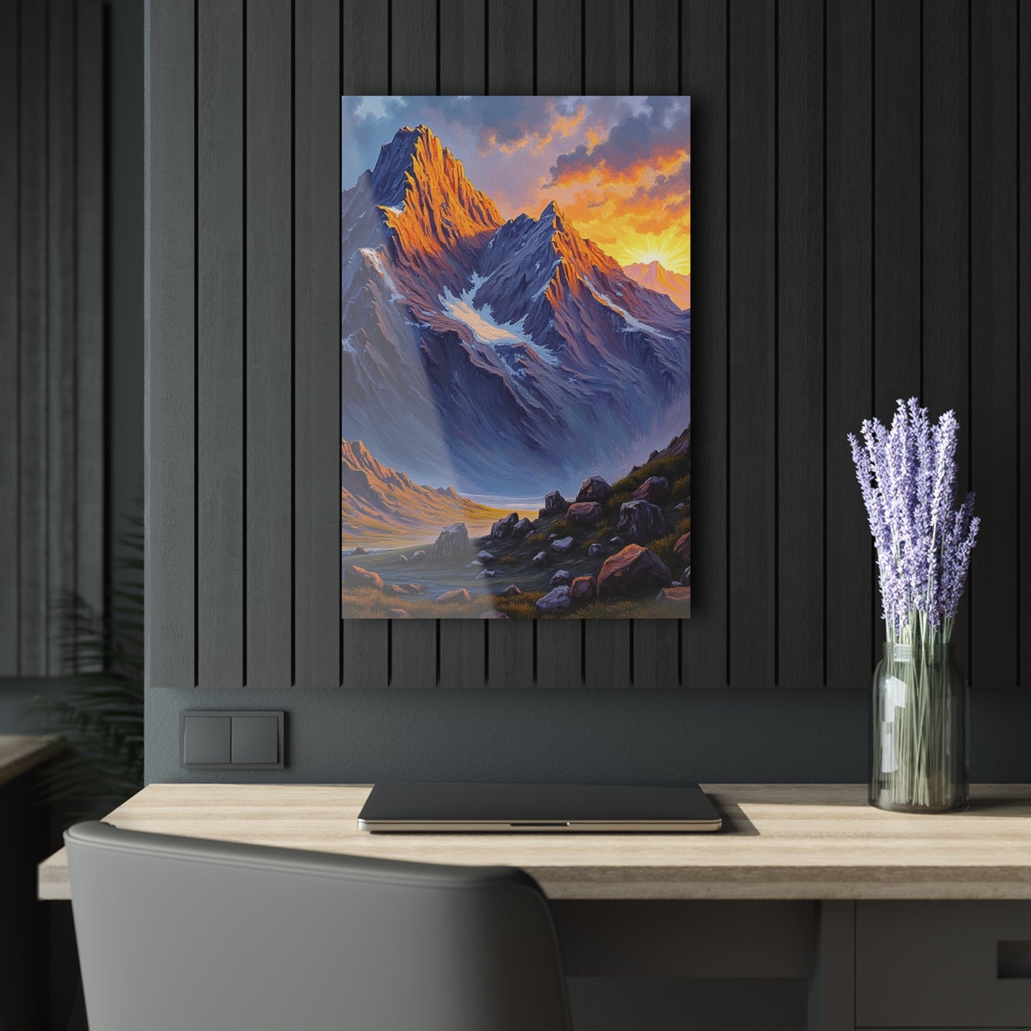 Nature-Inspired Acrylic Print Wall Art, Mountain Landscape Decor, Home Office Artwork, Gift for Nature Lovers, Scenic Decor