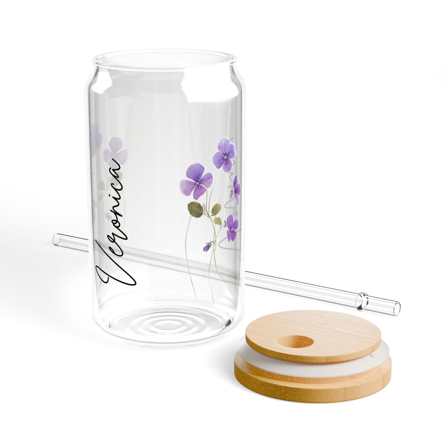 Floral Sipper Glass, Personalized Drinkware, Eco-Friendly Straw Tumbler, Perfect for Gifts, Birthday Parties, Summer Picnics, Home Decor