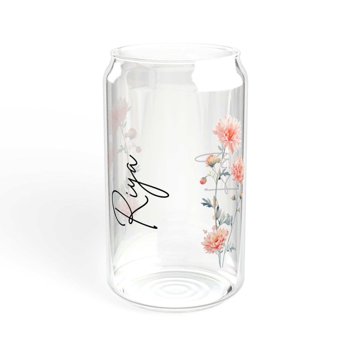 Floral Sipper Glass, 16oz - Personalized Drinkware for Home, Gifts, Party Favors, Eco-Friendly, Summer Refreshments