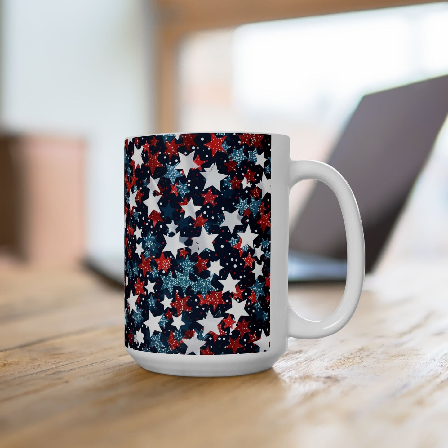Patriotic Star Ceramic Mug, Coffee Cup, Tea Mug, Gifts for Her, Independence Day, American Flag Inspired