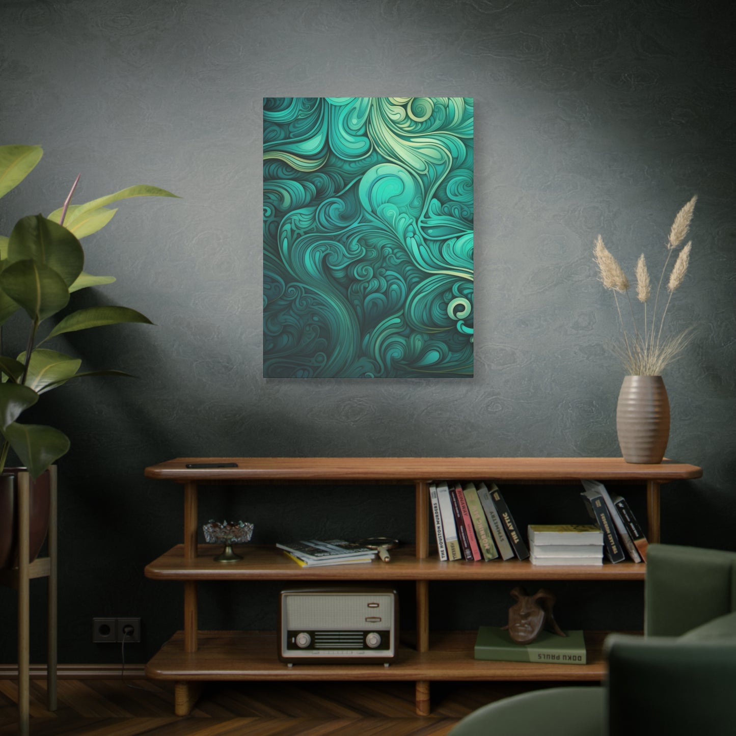 Artistic Stretched Canvas Wall Art, Modern Home Décor, Abstract Swirl Design, Living Room Decoration, Unique Gift for Art Lovers