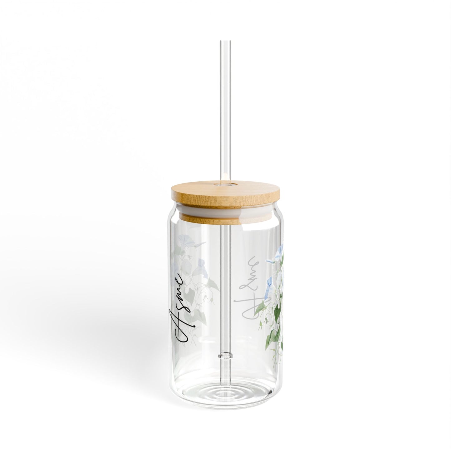 Floral Sipper Glass | 16oz Botanical Drinkware, Eco-Friendly Cup, Reusable Beverage Container, Perfect Gift for Nature Lovers