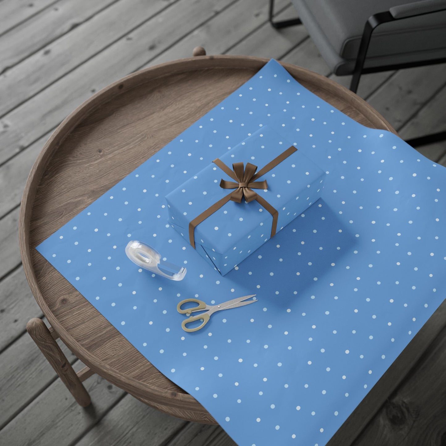 Whimsical Blue Polka Dot Wrapping Paper, Gift Wrap for Birthdays, Holidays, Baby Showers, Crafts & Celebrations