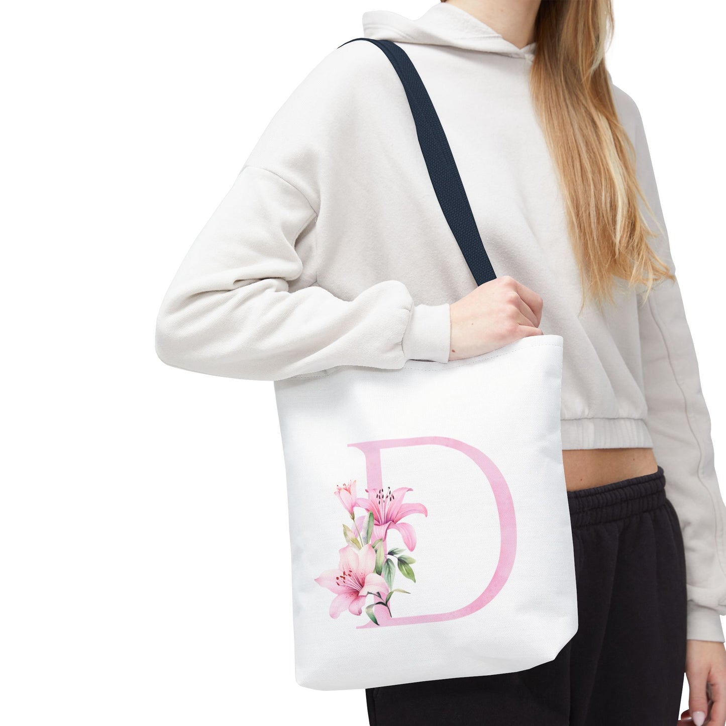 Personalized Floral Tote Bag, Custom Initial Tote, Eco-Friendly Shopping Bag, Gift for Her, Monogrammed Bag