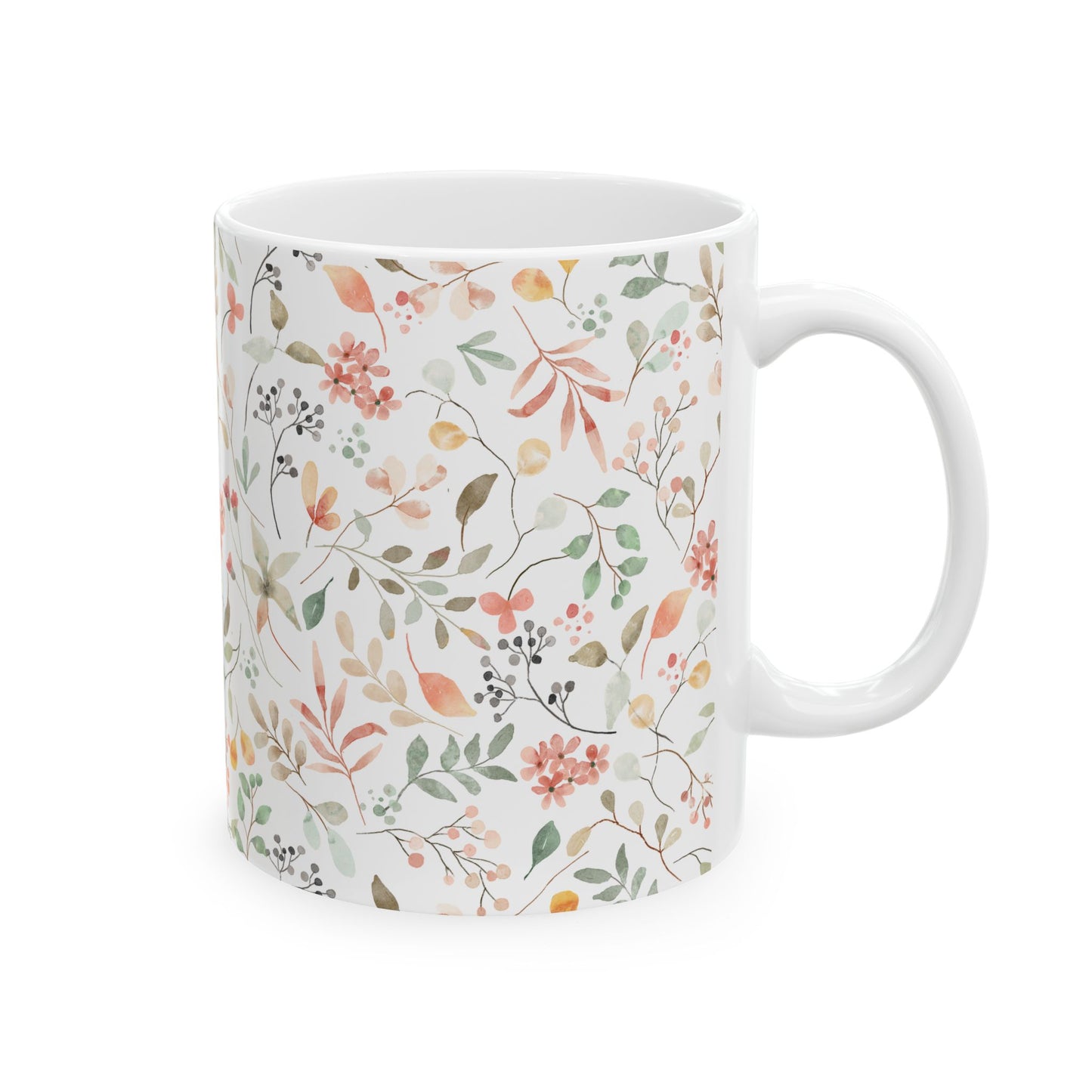 Floral Ceramic Mug - Cozy Coffee Cup, Tea Lover Gift, Home Decor, Housewarming Present, Nature Inspired Drinkware