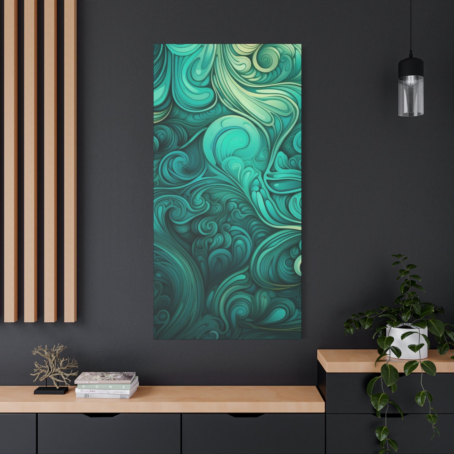 Artistic Stretched Canvas Wall Art, Modern Home Décor, Abstract Swirl Design, Living Room Decoration, Unique Gift for Art Lovers