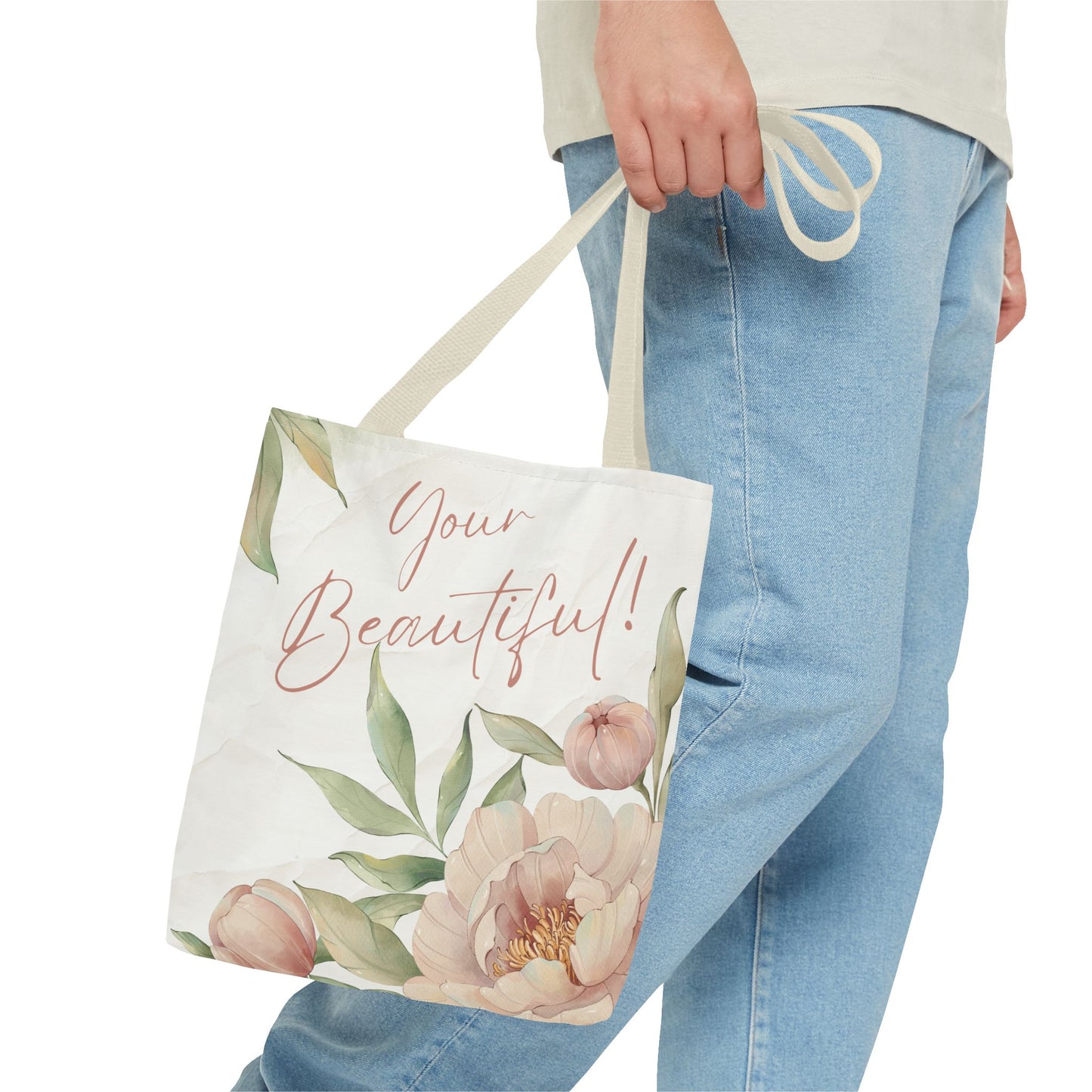 Your Beautiful Floral Tote Bag, Inspirational Tote, Eco-Friendly Tote, Gift for Mom, Fashionable Grocery Bag
