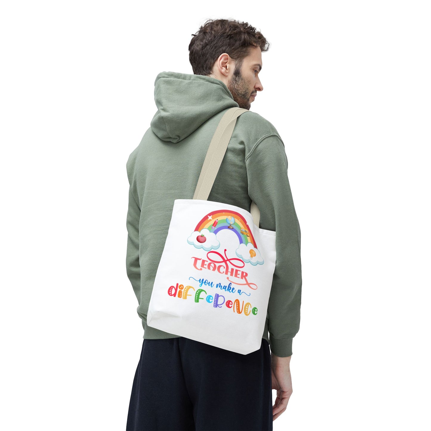 Teacher Appreciation Tote Bag, Inspirational Gift for Educators, Rainbow Design, School Bag, End of Year Present, Birthday Gift