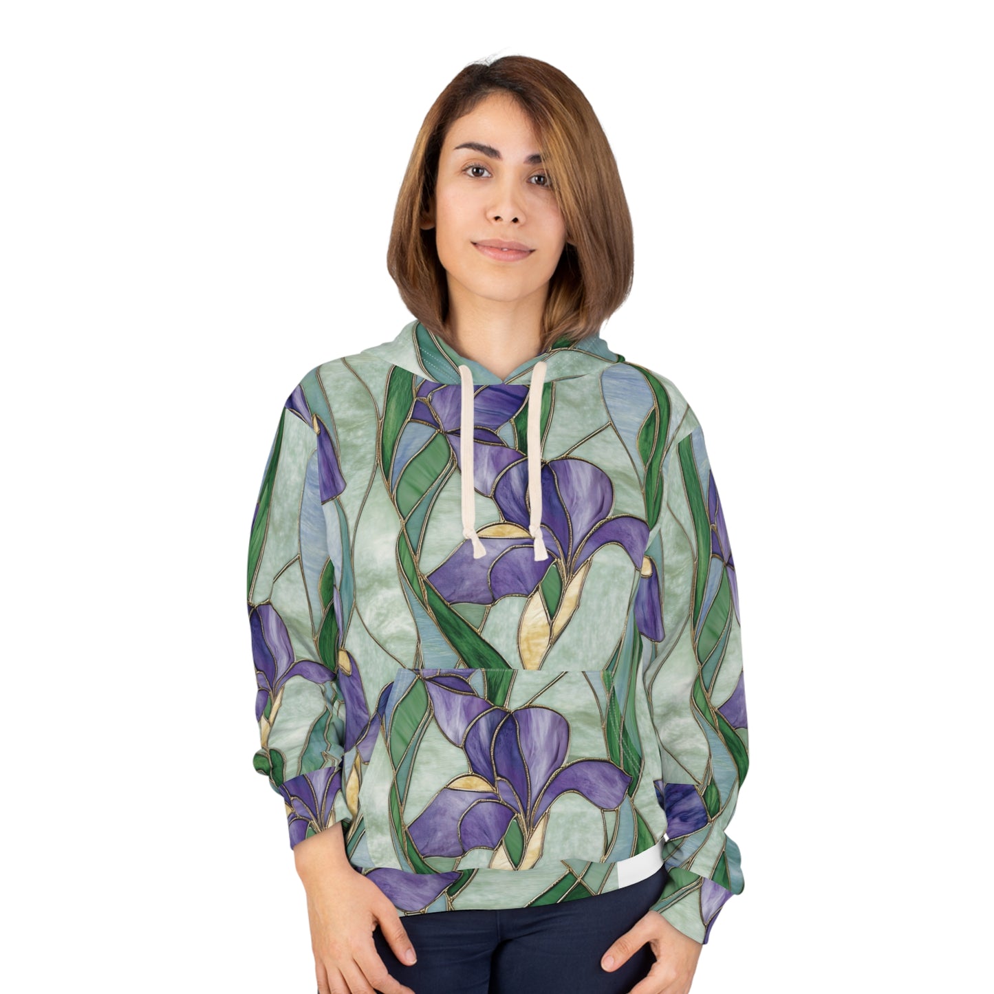 Iris Floral Unisex Pullover Hoodie, Spring Gift, Nature Lover Hoodie, Artisan Style Sweatshirt, Cozy Wear for All
