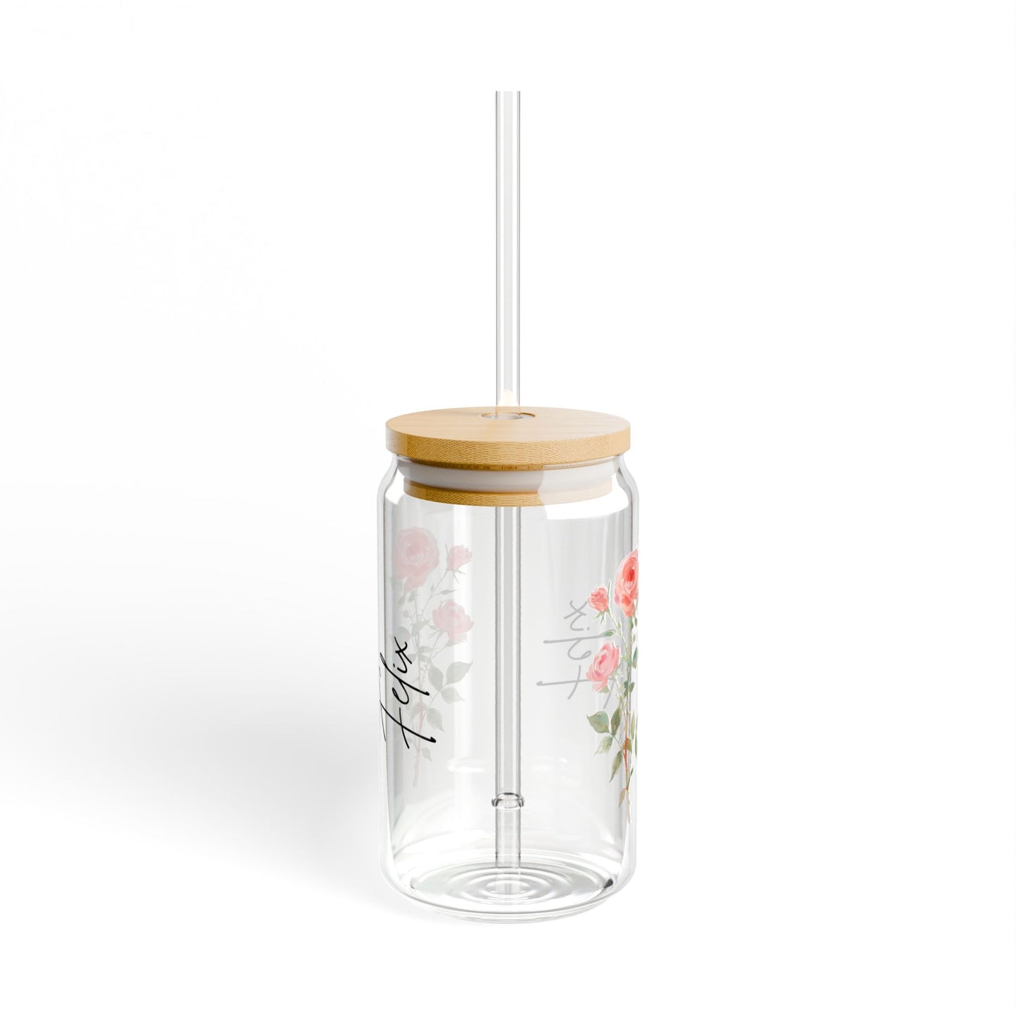 Floral Sipper Glass, 16oz - Perfect for Tea Lovers, Eco-Friendly Drinkware, Summer Picnics, Wedding Gifts, Garden Parties