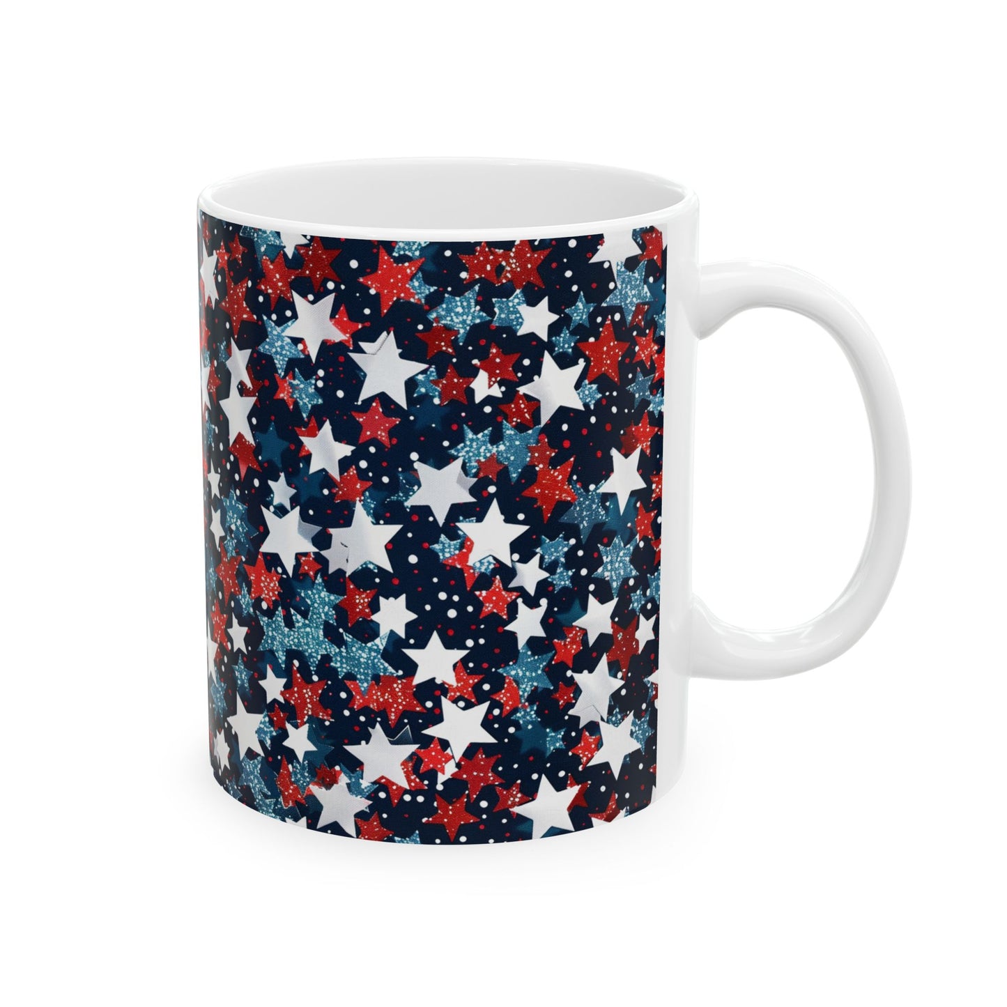 Patriotic Star Ceramic Mug, Coffee Cup, Tea Mug, Gifts for Her, Independence Day, American Flag Inspired
