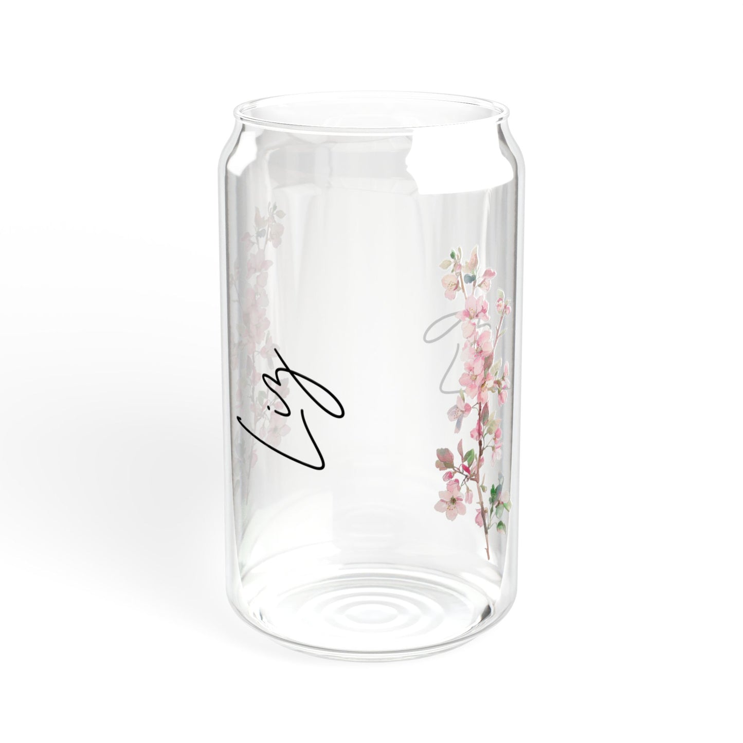 Floral Personalized Sipper Glass, Custom Drinkware, Eco-Friendly Beverage Container, Perfect for Weddings, Parties, Gifts