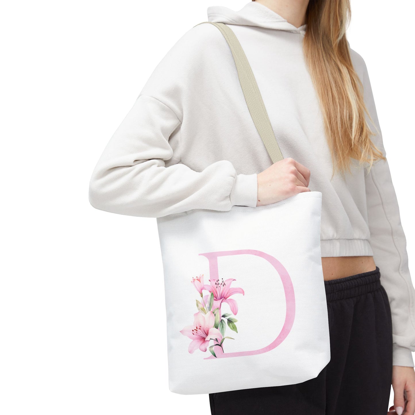 Personalized Floral Tote Bag, Custom Initial Tote, Eco-Friendly Shopping Bag, Gift for Her, Monogrammed Bag