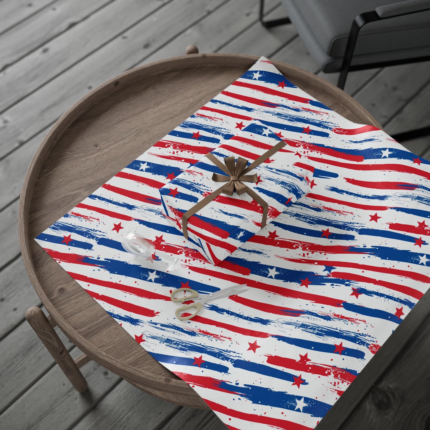 Patriotic Wrapping Paper - Celebratory Gift Wrap for Independence Day, Memorial Day, Veterans Day, Party Supplies, USA Decor