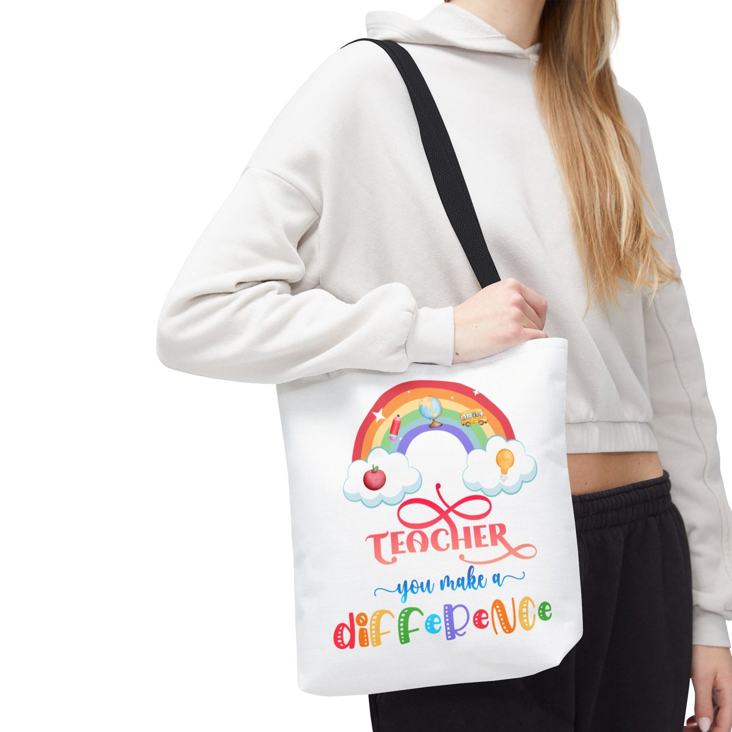 Teacher Appreciation Tote Bag, Inspirational Gift for Educators, Rainbow Design, School Bag, End of Year Present, Birthday Gift