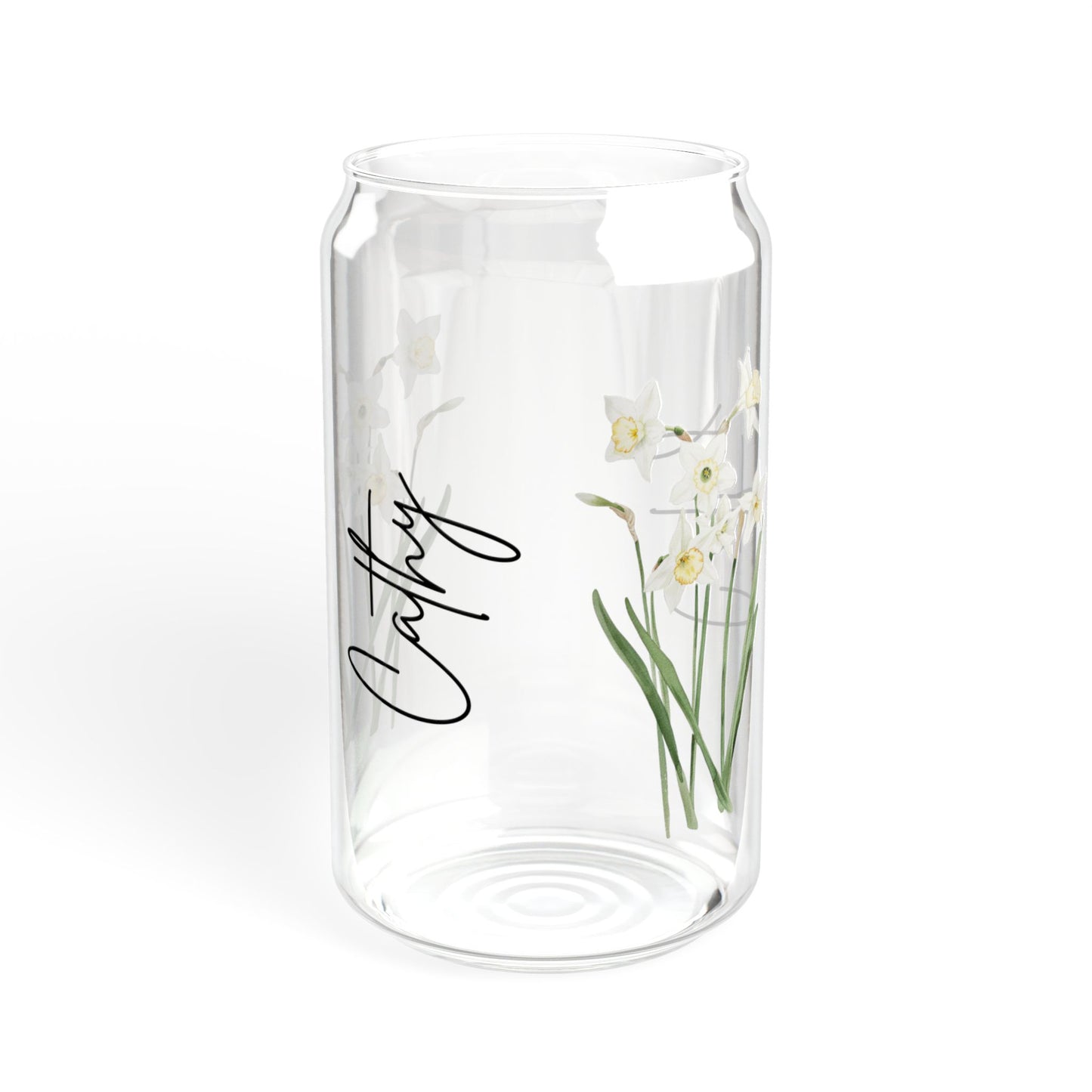 Floral Sipper Glass with Bamboo Lid, 16oz Eco-Friendly Drinkware, Perfect for Home Decor, Gifts for Garden Lovers, Floral Design
