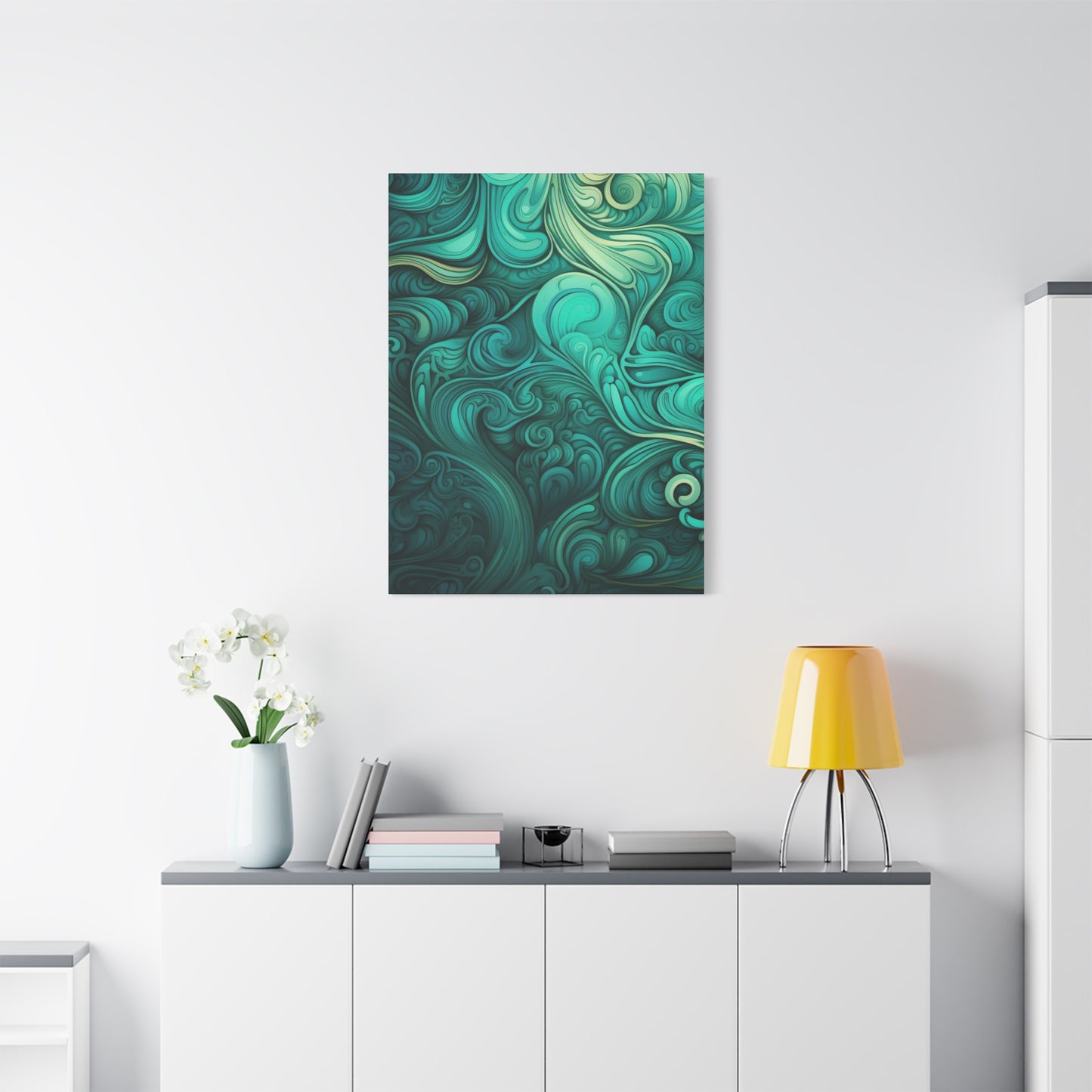 Artistic Stretched Canvas Wall Art, Modern Home Décor, Abstract Swirl Design, Living Room Decoration, Unique Gift for Art Lovers