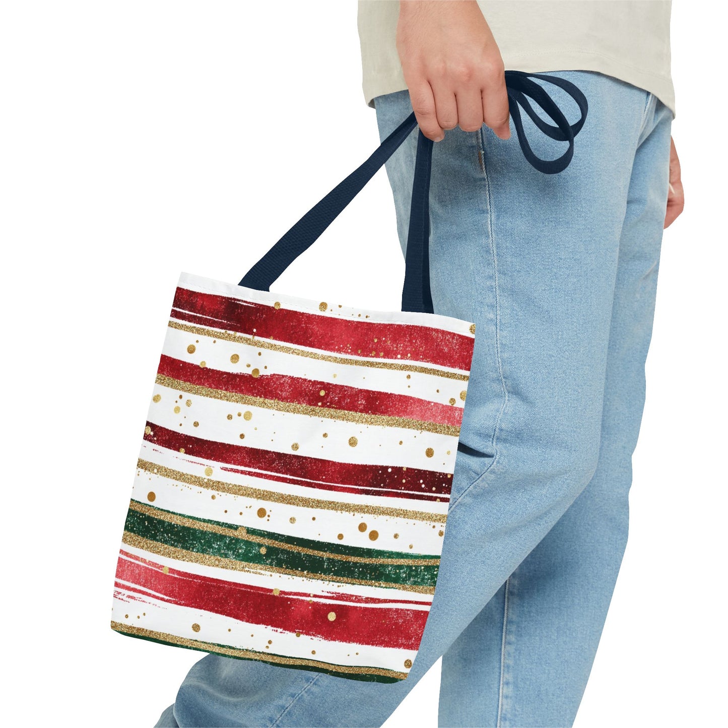 Festive Striped Tote Bag | Holiday Shopper, Gift Bag, Eco-Friendly Bag, Christmas Decor, Everyday Use